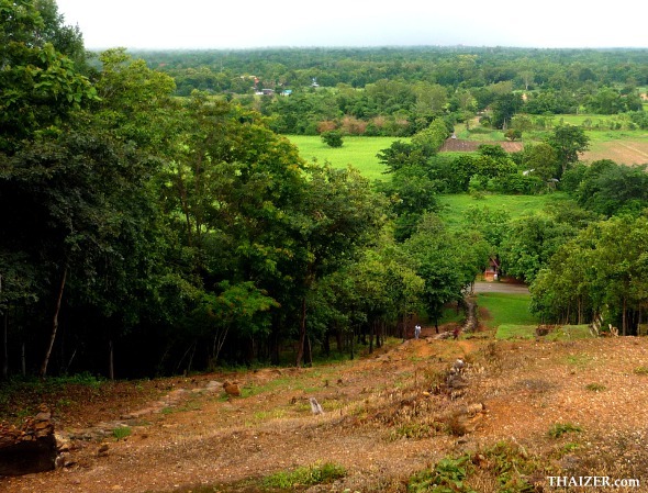 view of the Sukhothai countryside from top of the hill