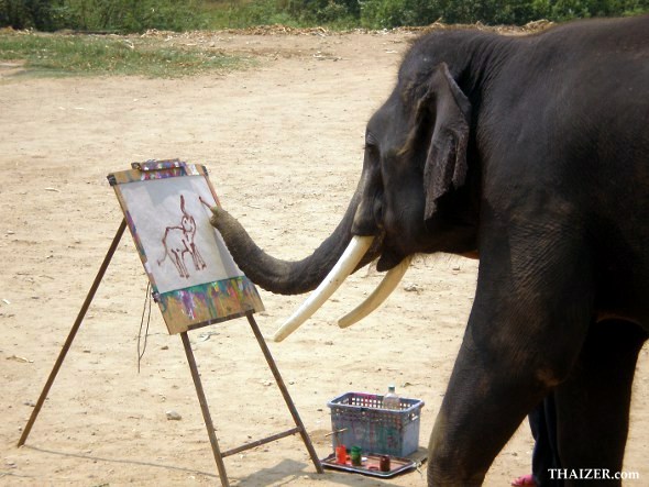 elephant painting in Thailand