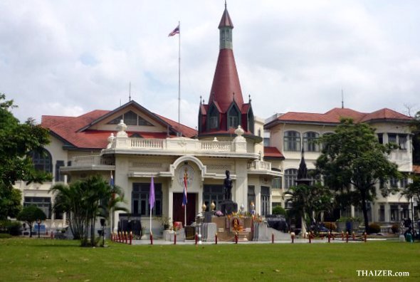 The statue of King Chulalongkorn (Rama V) in front of Phya Thai Palace in Bangkok