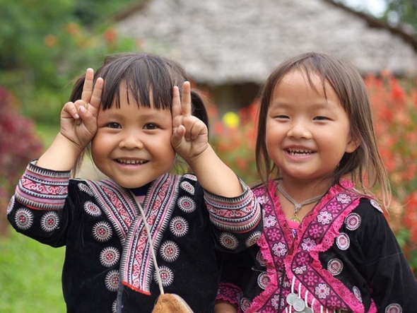 Smiling hill tribe children in northern Thailand