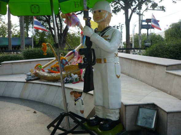 Miniature navy guards at Shrine to the Prince of Chumphon in Bangkok