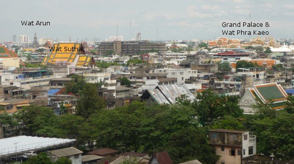 view from Golden Mount looking towards Rattanakosin Island (old Bangkok)