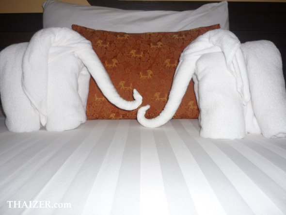 towel elephants on the bed!