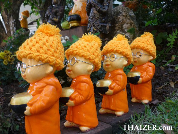 mini monks in woolly hats at Doi Suthep, Chiang Mai