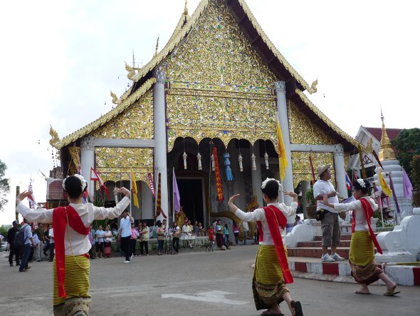 Thai dancers at the Inthakin Festival, Wat Chedi Luang, Chiang Mai