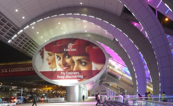 Emirates sign at Dubai Airport