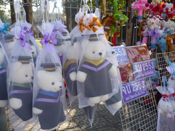 graduation teddy bears outside Chiang Mai University