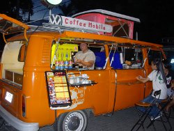 Coffee vendor in converted VW camper van, Sunday Walking Street Market, Chiang Mai
