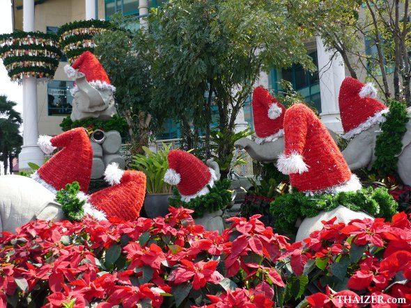 Christmas elephants outside a shopping centre in Chiang Mai