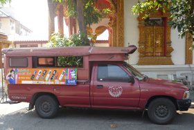 red songthaew in Chiang Mai