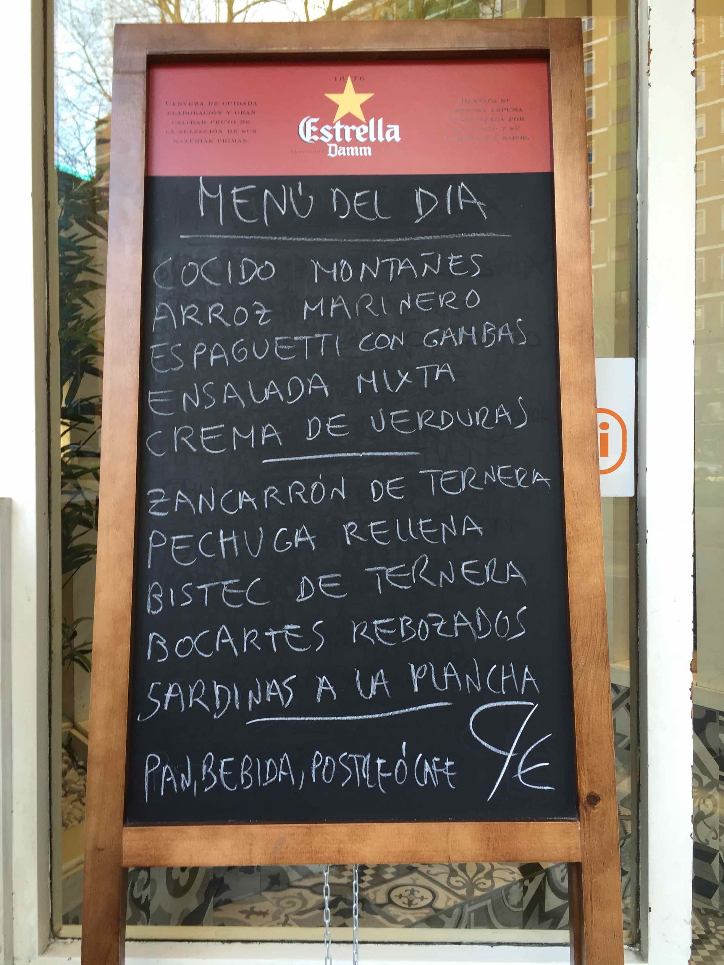 set-price meals in Spain