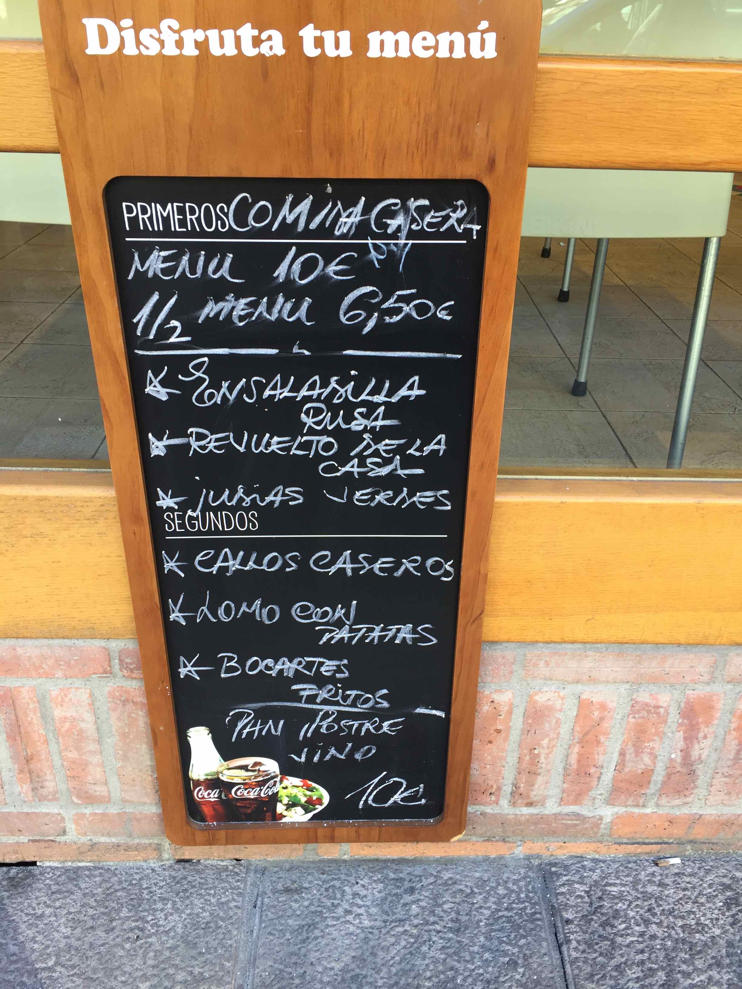 set-price meals in Spain