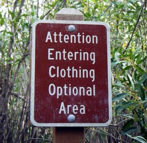 entering clothing optional area beach australia
