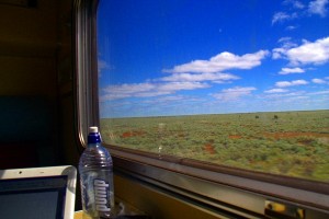 train window and computer