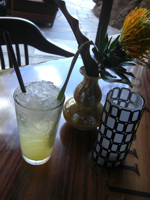 Nonalcoholic drinks, like this pineapple ginger smash, are just as delicious and refreshing. Waialua sodas arealso on the menu.