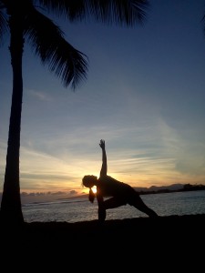 sunset yoga on the beach in honolulu