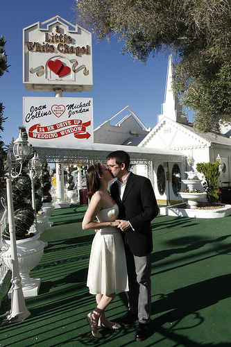 A couple at one of Las Vegas' many stand-alone chapels