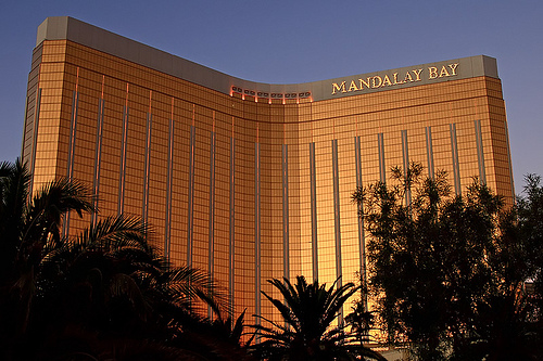 Mandalay Bay as the sun goes down.