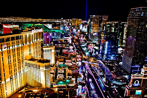 Looking south down the Strip from the Eiffel Tower at Paris