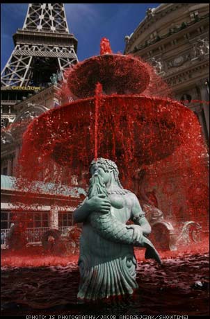 Paris Fountain Turns Blood Red for Dexter