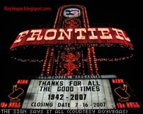 History of the Frontier Hotel in Vegas - goodbye sign