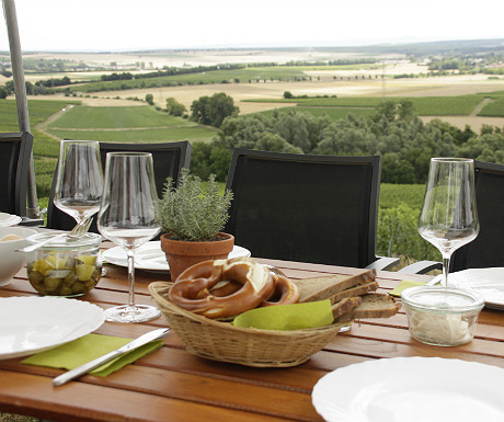 Table set for vineyard lunch
