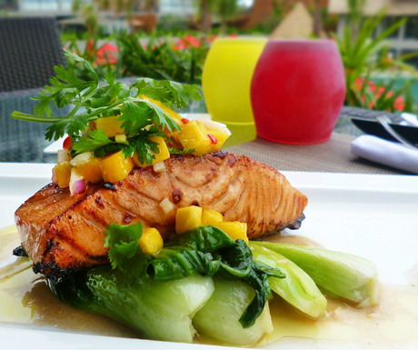 Atlantic salmon dish with Phuket mango salsa