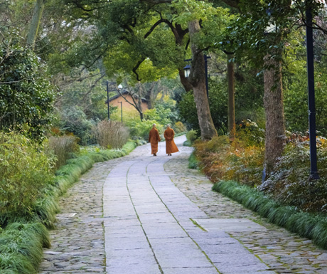 Monks at Fayun pathway