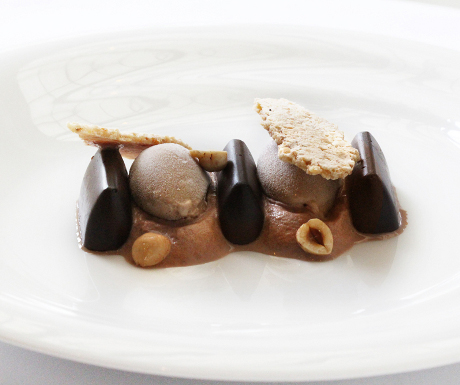 Chef Alfredo Russo's gianduia parfait with hazelnut mousse and crunchy hazelnut