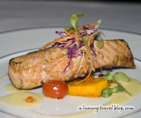 Pan-roasted ocean trout at the Tanjung Rhu Resort's Rhu restaurant