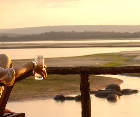 View of hippos from Sand Rivers Selous