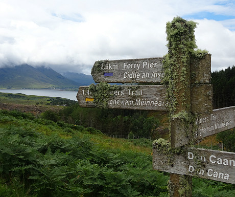 Lichen-covered sign on Raasay