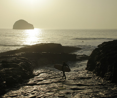 Trebarwith surfer