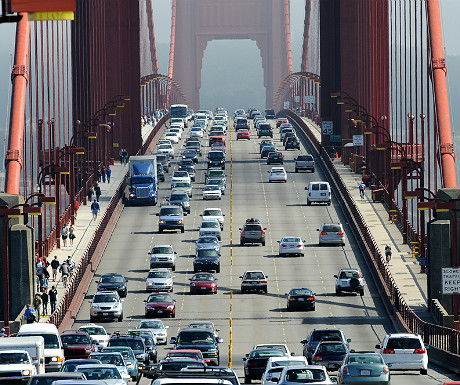 Driving across the Golden Gate Bridge