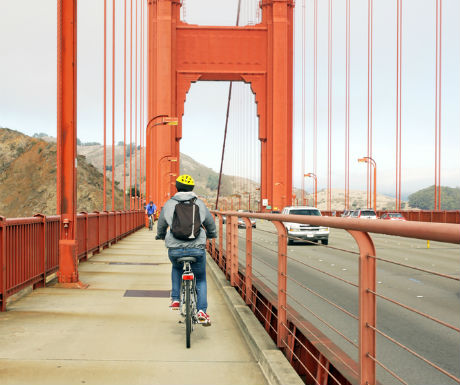 Cycling across the Golden Gate Bridge