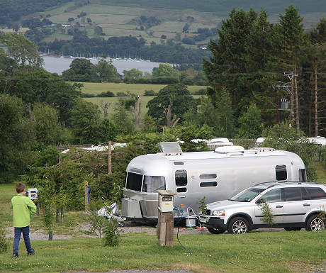 Airstream with Ullswater as a backdrop