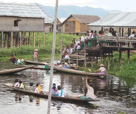 School bus on Inle Lake