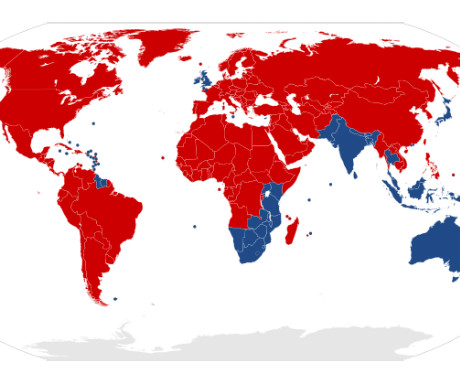 Left- and right-handed drivers around the world