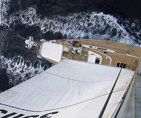 Sailing boat from above