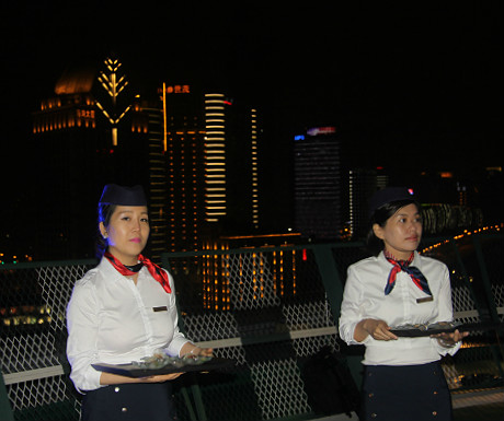 Helipad stewardesses