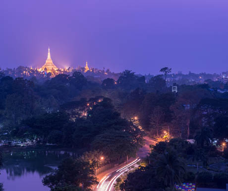 Yangon - Chatrium Hotel Shwedagon pagoda view from hotel