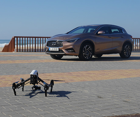Infiniti Q30 and drone