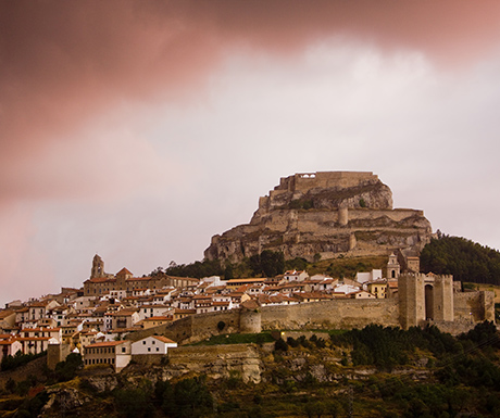 Pink sky over Morella