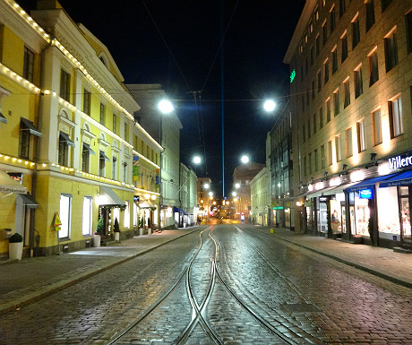 Green laser beam in Helsinki