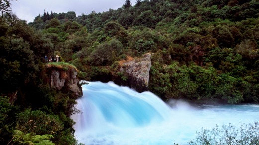 Water thunders over the Huka Falls, near Taupo.