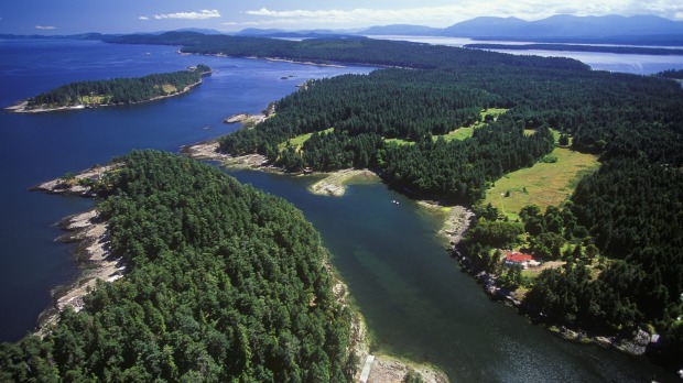 Aerial of Gabriola Island, British Columbia.