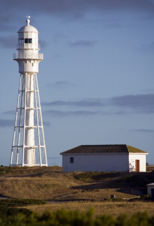 King island. Currie Harbour lighthouse, one of the few lighthouses to ever be recommissioned.