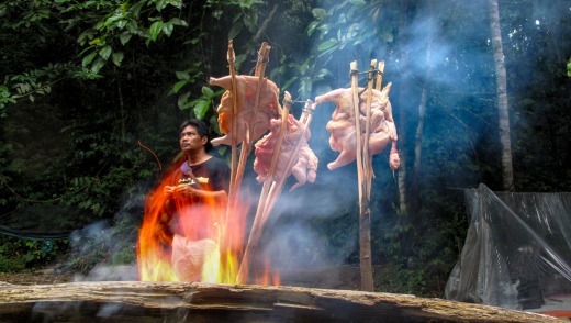 Dinner cooking at camp after a day's trekking in the Gunung Leuser National Park.