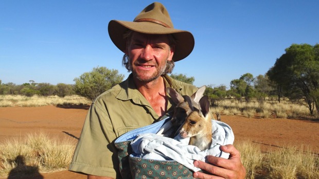 Australia's Kangaroo Dundee: Chris Barns at the Alice Springs Kangaroo Sanctuary.