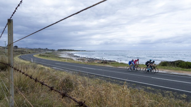 The nearness of scenery rewards cyclists on the East Coast of Tasmania.